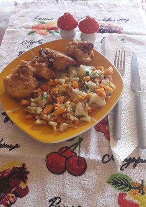O poză a rețetei Conopidă pane cu legume sotate.
