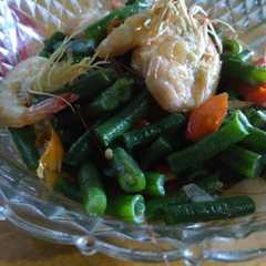A picture of Udang Kacang Panjang Saus Tiram.