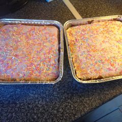 A picture of Old skool pink cake.