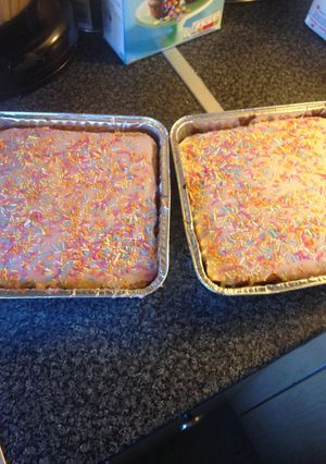 A picture of Old skool pink cake.