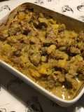 Araignée de porc au four à l ananas,oignon,prune et curry