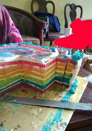 Foto resep Rainbow cake tema frozen