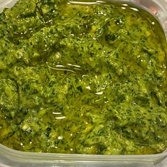 A picture of Cook every part - radish greens pesto.