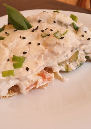 Una foto de Pastel de quinoa y vegetales vegano y sin harina