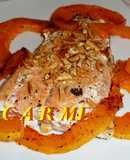 Filete de salmón a la plancha con calabaza