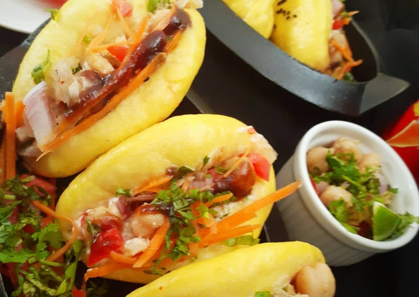 Colourful bao chat sandwich