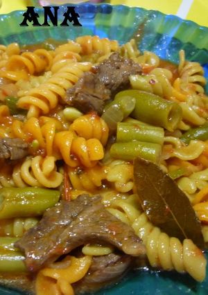 Una foto de Guiso de fideos y chauchas