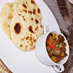 Liver sauce with Naan Bread A picture of Liver sauce with Naan Bread.