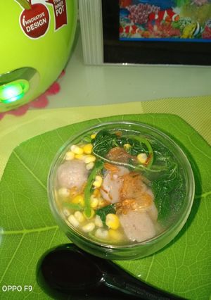 Foto resep Sayur Bayam jagung bakso