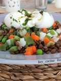 Ensalada de Lentejas, Verduras y Burrata