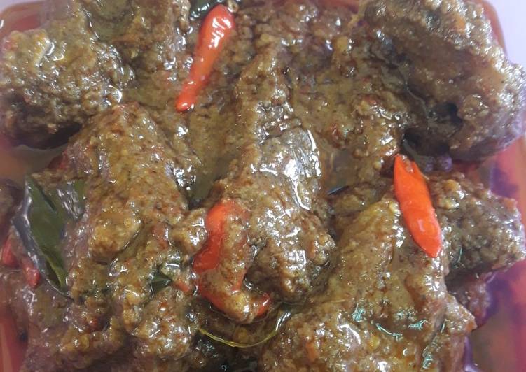 Resep 96. Rendang daging kambing *gak bau kambing, Lezat Sekali