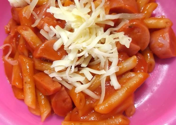 Receta Perfecto Pasta Con Salchichas Espagueti