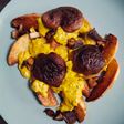 Shiitake en salsa de cúrcuma