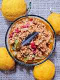 ¿Legumbres? ¡Mejor con limón! 😀 🍋 Texturizado de soja con vegetales, regado con exprimido de limón 🍋
