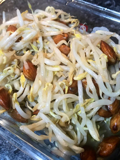 A picture of Bean sprouts with mixed nuts.
