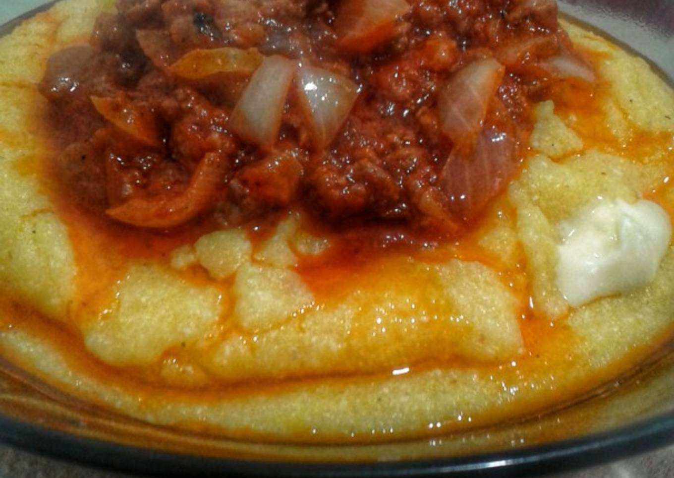 Polenta con bolognesa