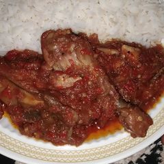 A picture of Rice and stew.