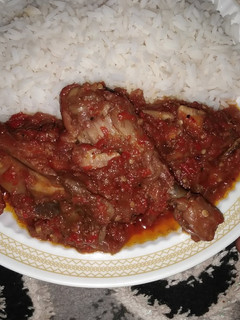 A picture of Rice and stew.