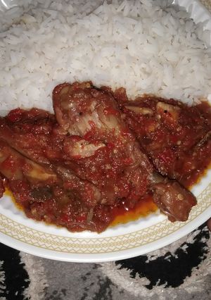 A picture of Rice and stew.