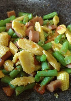 Foto resep Tumis pedas buncis, baby corn