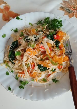 A picture of Butternut Squash spinach Tagliatelle.