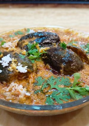 A picture of Stuffed brinjal masala.