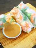 Prawn Vietnamese rice paper roll and peanut chilli dipping sauce