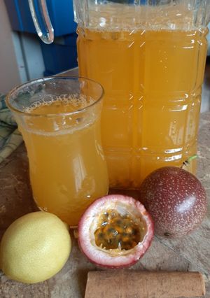 A picture of Passion juice with cinnamon water(Vit C boost your immune system.