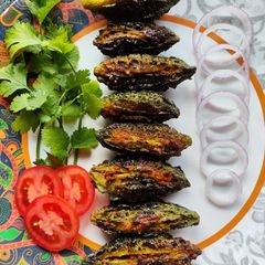 A picture of Bharwa Karela (Stuffed Bitter Gourd).