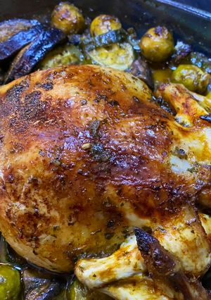 Töltött csirke velesült zöldségekkel recept fotója