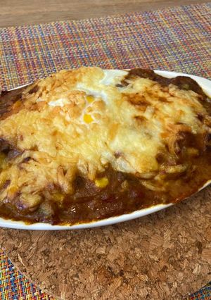 Hình của món Làm gì với cà ri còn sót lại: "Cơm gratin" của người Nhật ("rice gratin with curry").