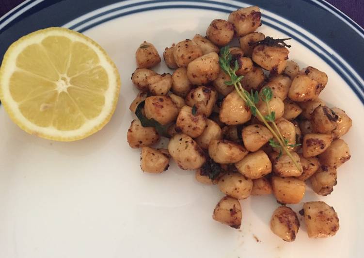 Steps to Make Any-night-of-the-week Lemon herb grilled baby scallops