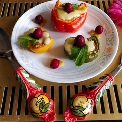 A picture of Stuffed coloured capsicum.