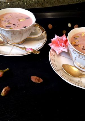 A picture of Kashmiri chai /Pink tea.