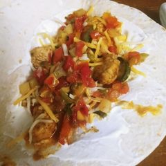 A picture of Mango Peach Salsa Chicken Fajitas.