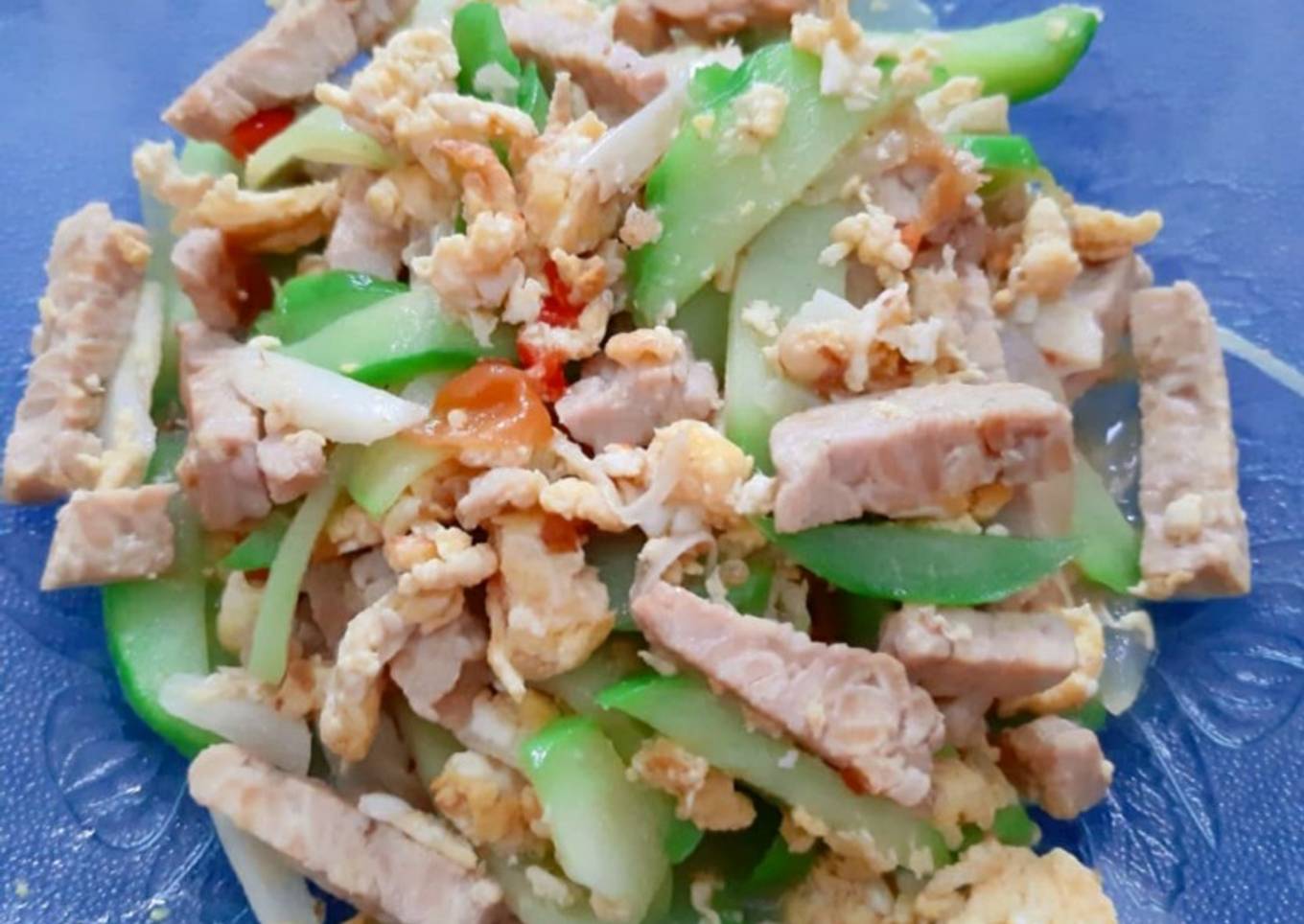 Tumis labu tempe telur