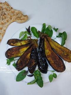 عکسی از دستور بادمجان سوخاری بادبزنی 🍆