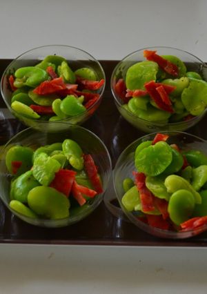 Une photo de Verrines fèves et chorizo