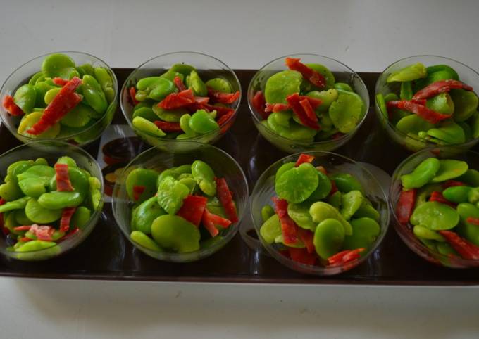 Verrines fèves et chorizo