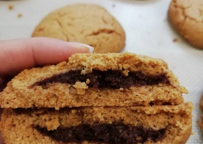 Recette Savoureux Cookies peanut butter (gluten free) fourrés à la pâte
à tartiner