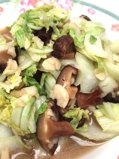 รูปของ ผัดผักกาดขาวเห็ดหอม (มังสวิรัติ)