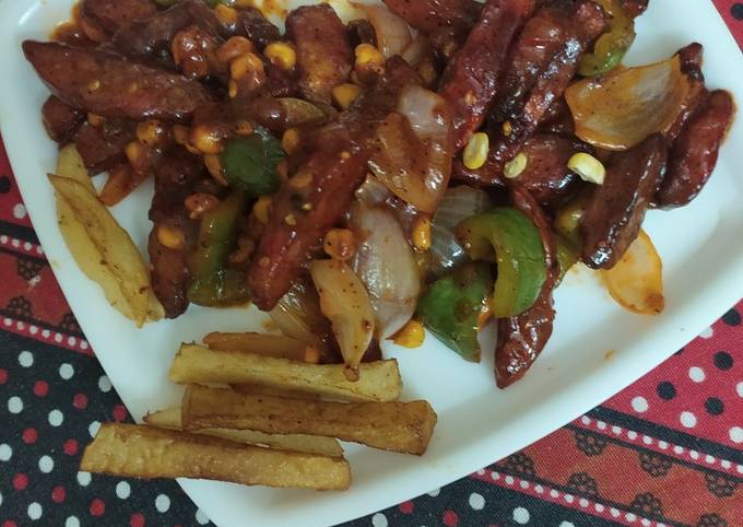 Chilli potato with French fries