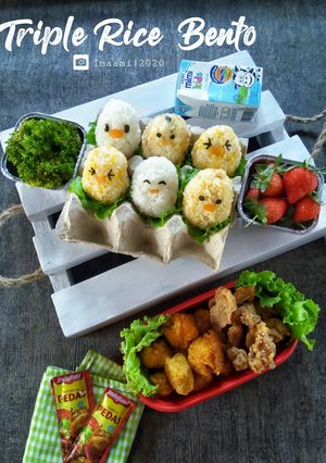 Foto resep Triple Rice Bento