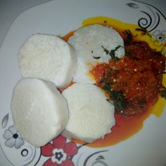 A picture of Boil Yam with fresh pepper, onions n scent leave source.