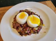 A picture of corned beef and potato