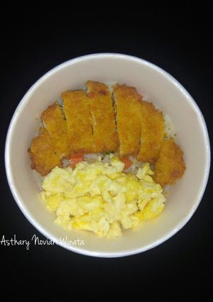 Foto resep Rice Bowl butter rice and chicken katsu
