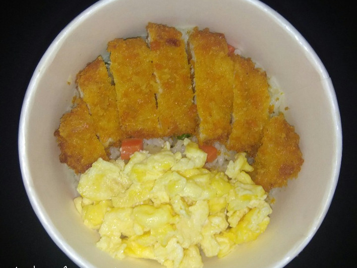Cara Gampang Membuat Rice Bowl butter rice and chicken katsu, Enak