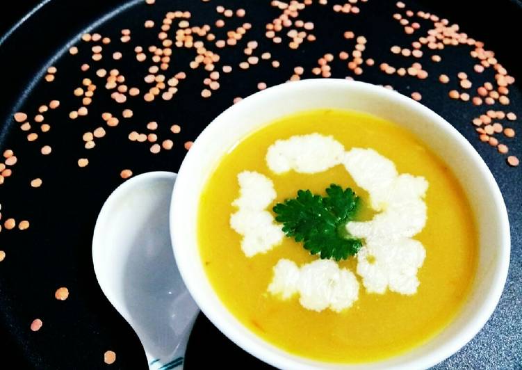 Recipe of Super Quick Homemade Masoor Dal soup