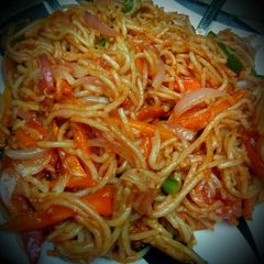 Hakka noodles A picture of Hakka noodles.