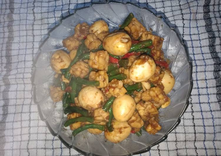 Oseng tempe telur puyuh